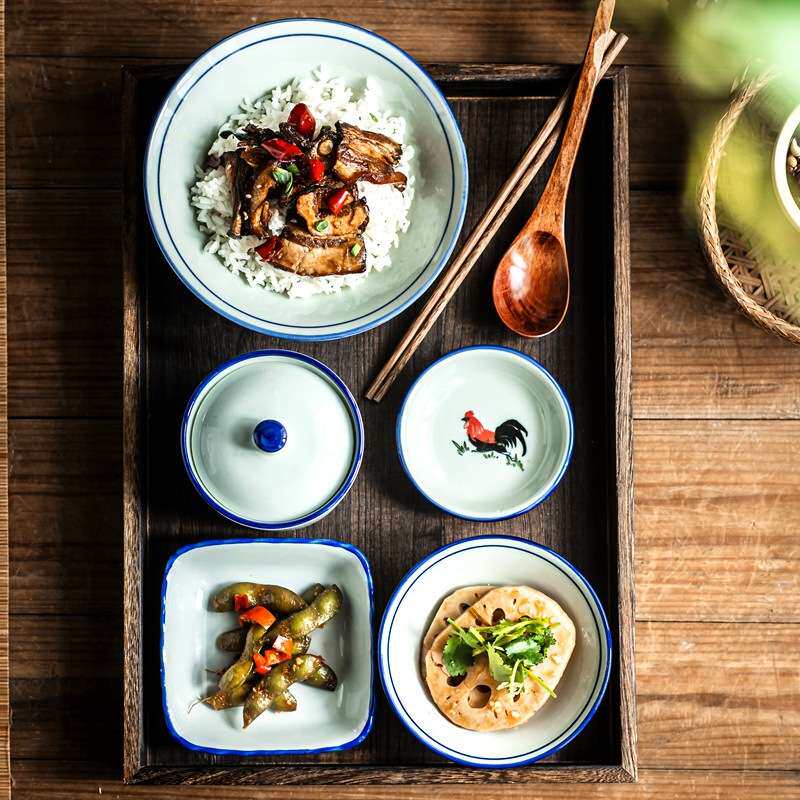 碗具套装一人食陶瓷碗碟套装家用碗盘餐具吃面大碗饭碗个人专用碗