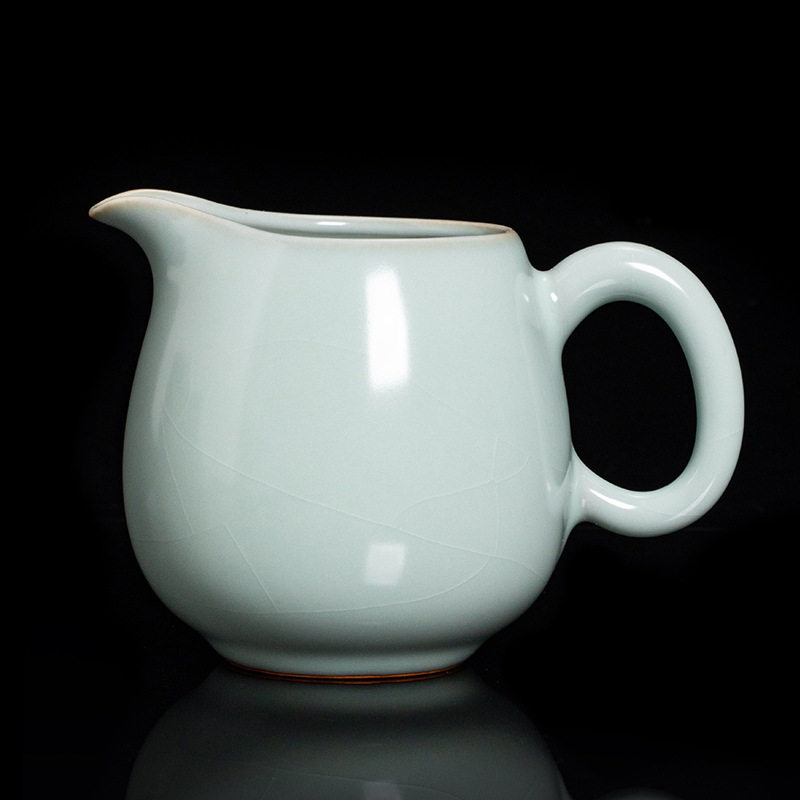 天清汝窑公道杯陶瓷茶海开片汝瓷功夫茶具套装分茶器茶道配件釉面