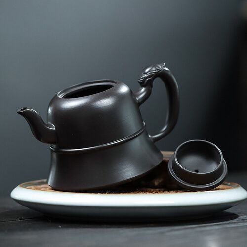 紫砂壶 宜兴原矿全手工黑泥瑞兽壶300毫升家用泡茶壶茶具