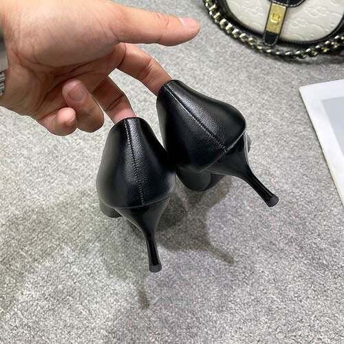 色裸高跟鞋女性新款尖头细高鞋跟厘米平GGQ软皮工作鞋厘米小跟猫
