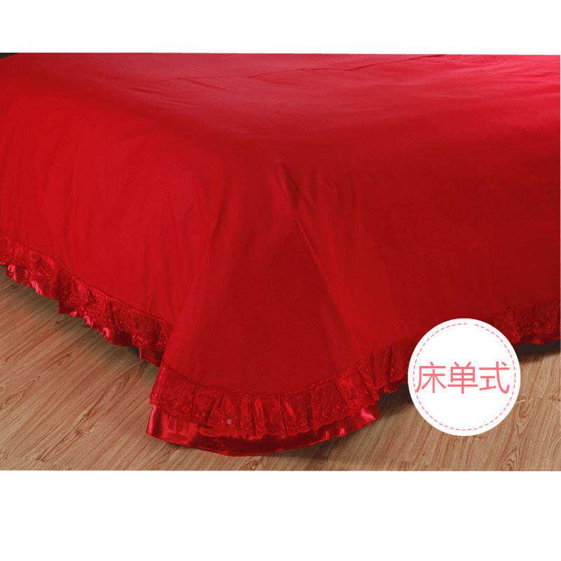 四件套红色结婚.床上枕套床被单套蕾丝贡缎亲双人韩式磨大RD8unmv