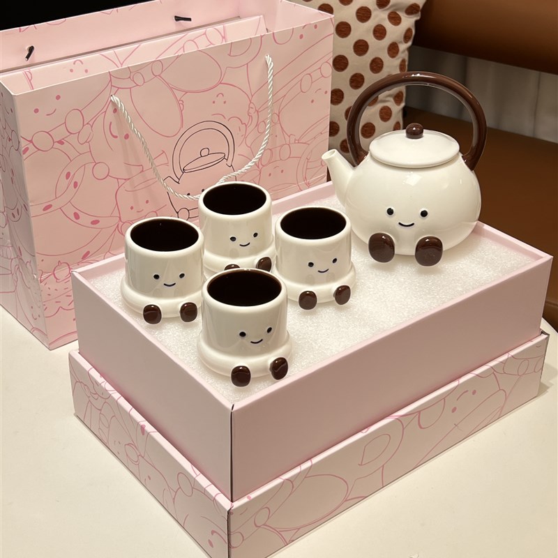 悦檬食器胖胖f脚丫陶瓷茶具咖啡杯壶水具套装女生礼物节日礼盒装