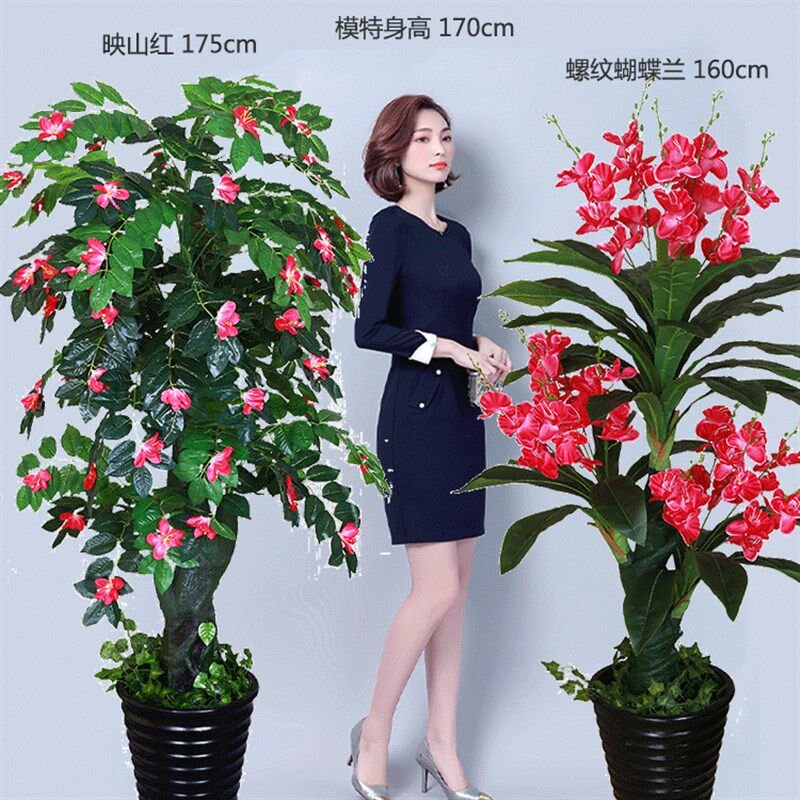 假树仿真植物发财树蝴蝶兰鸿运室内落地盆L栽大型装饰盆景塑料花