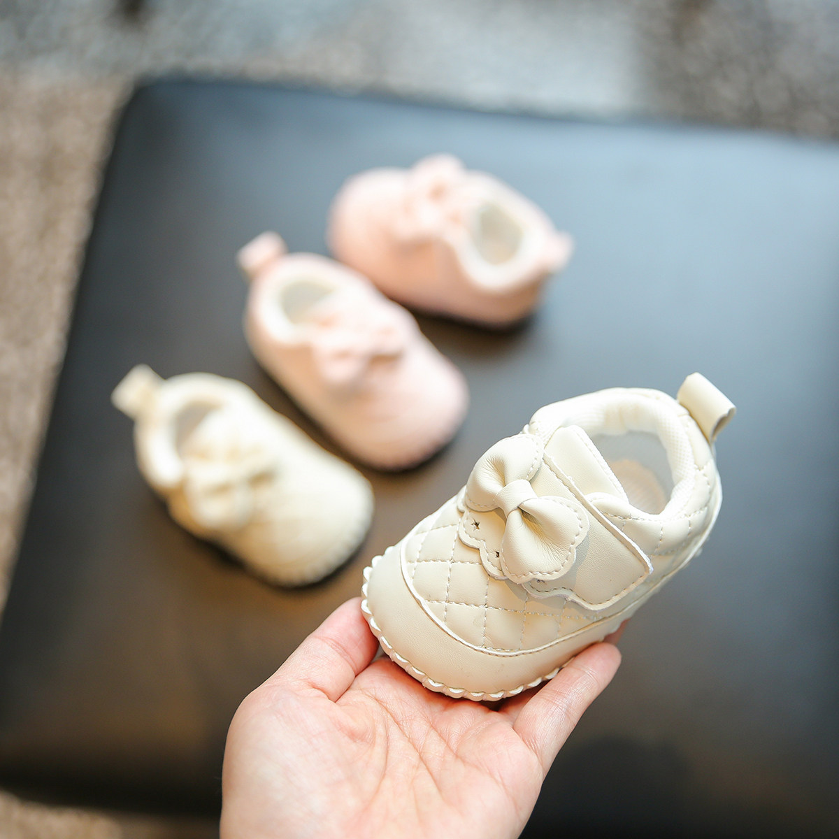 婴儿鞋8-14个月宝宝q鞋子步前鞋秋季婴幼儿学步鞋蝴蝶结公主鞋女