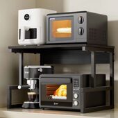 甄选落地伸缩微波炉置物架多层烤箱台面物品收纳架可调度厨房置物