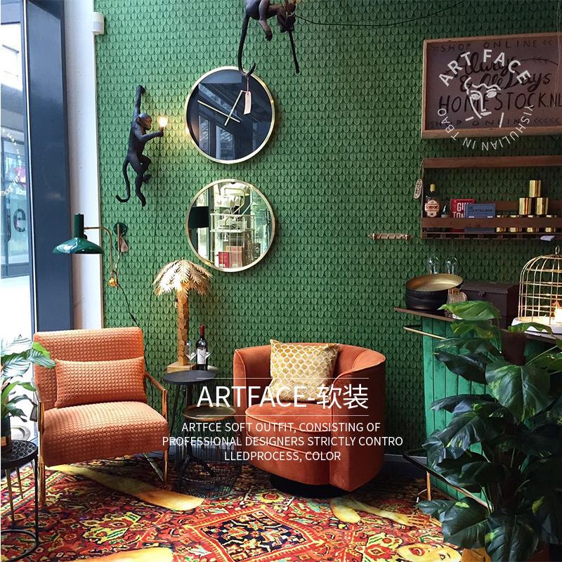 【ARTFACE软装】欧美风羽毛图案简约轻奢艺术背景墙壁纸卧室客厅