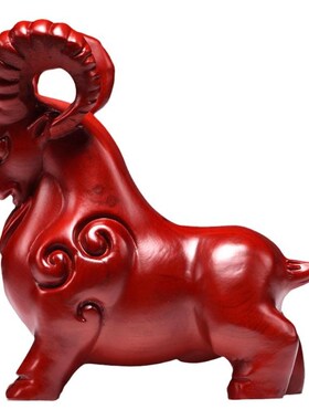 红色木质羊摆件生肖羊木雕刻山羊客厅玄关补角装饰开业摆设送礼品