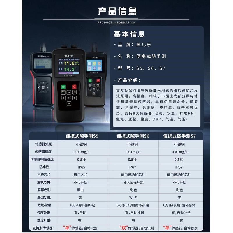 鱼儿乐随手测溶氧检测仪高精度荧光法测水仪便携式鱼塘水质监测器