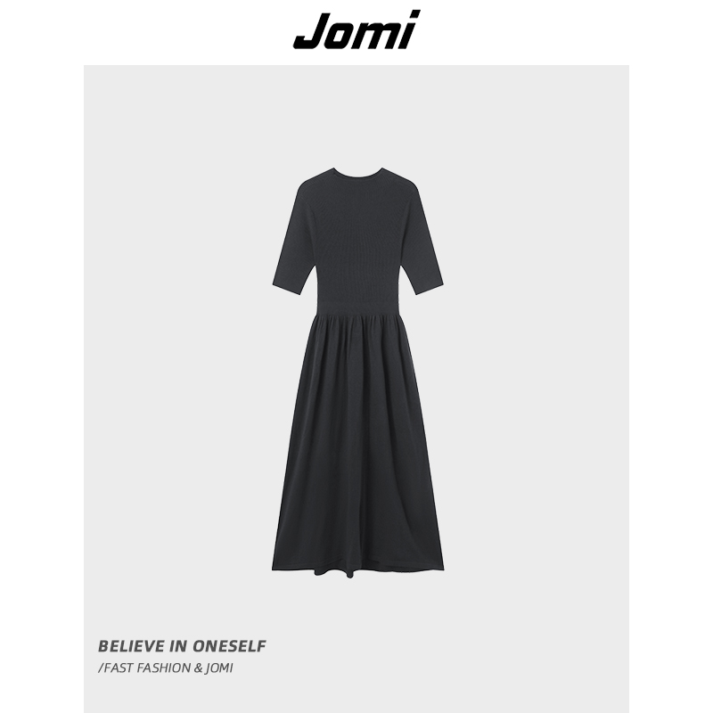 《仙仙专属》JOMI中袖修身大摆连衣裙女冬季长款针织裙J82FS0286