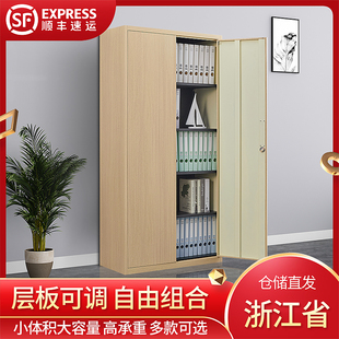 浙江木纹钢制办公文件资料柜定制家用书柜带锁铁皮员工更衣储物柜