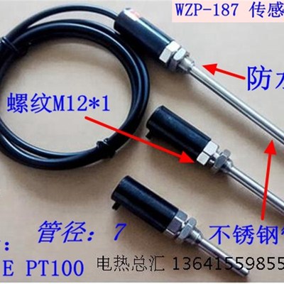 进口pt100温度传感器探头式热电阻防水型不锈钢探温热电偶WZP-187