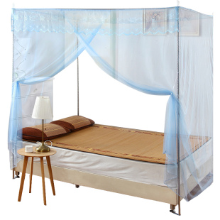 带落地支架双人蚊帐1.q5米公主风1.8m床家用学生宿舍加厚密单开门