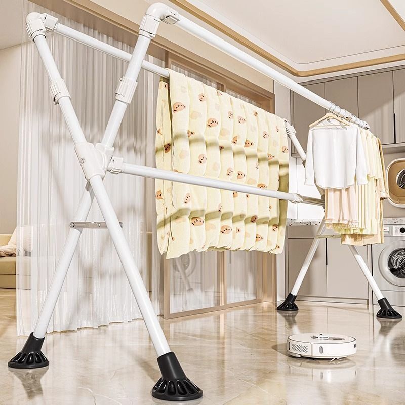 晾衣架落地阳台折叠晒衣架室内伸缩晾衣杆家用凉衣挂架晒被子神器