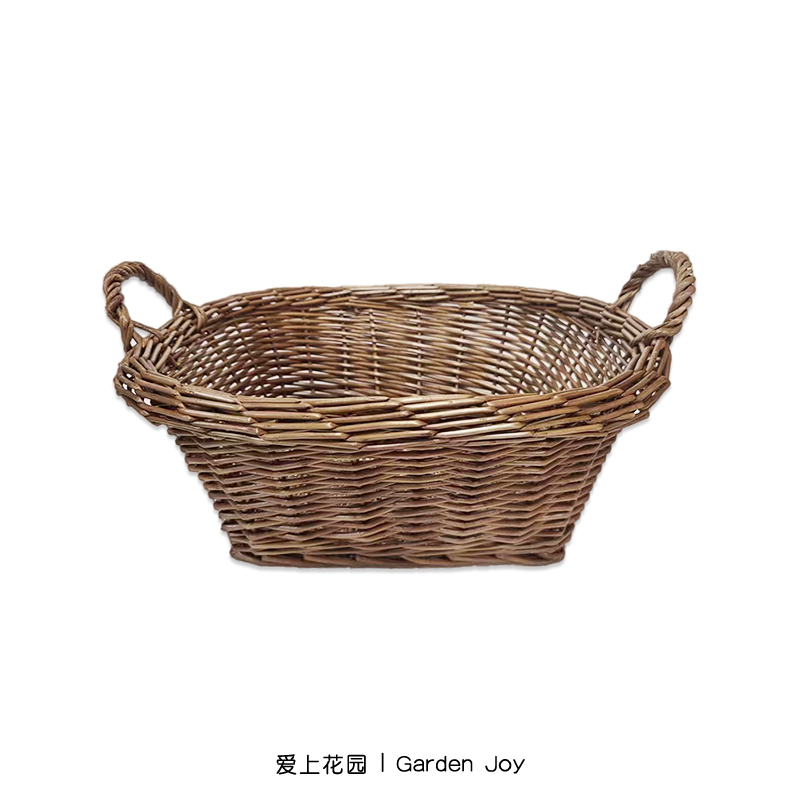 爱上花园手工柳编 家居装饰收纳篮菜篮果篮提篮 双耳方型收底篮