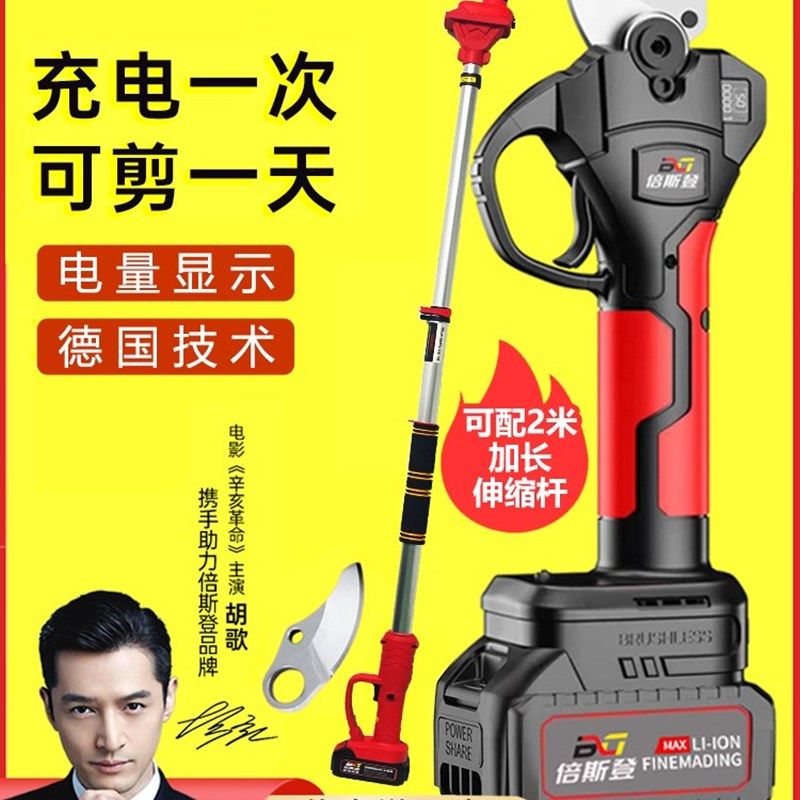 电动剪刀果树充电式修枝剪进口艺园林电剪子树枝专用锂电铁皮德国