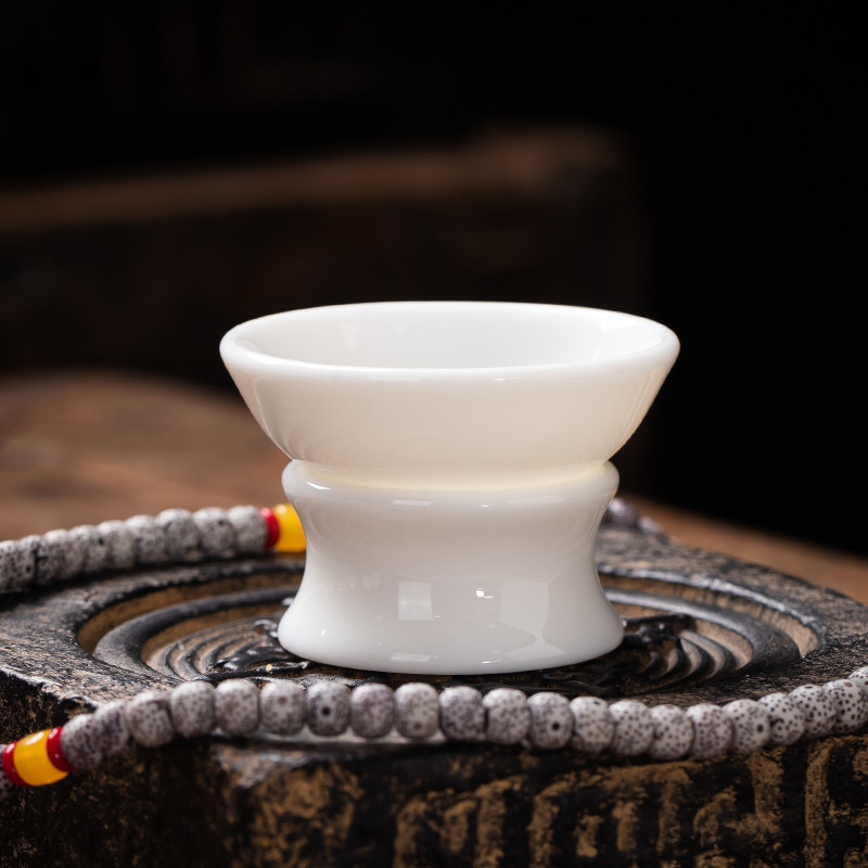 墨染留香德化白瓷茶具滤茶器陈清宜羊脂釉玉瓷茶道配件过滤瓷茶漏