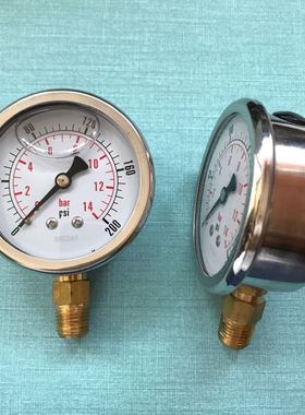 200psi 油压表 直径68mm 螺纹PT1/4 立式 压力14bar 建议用2/3内
