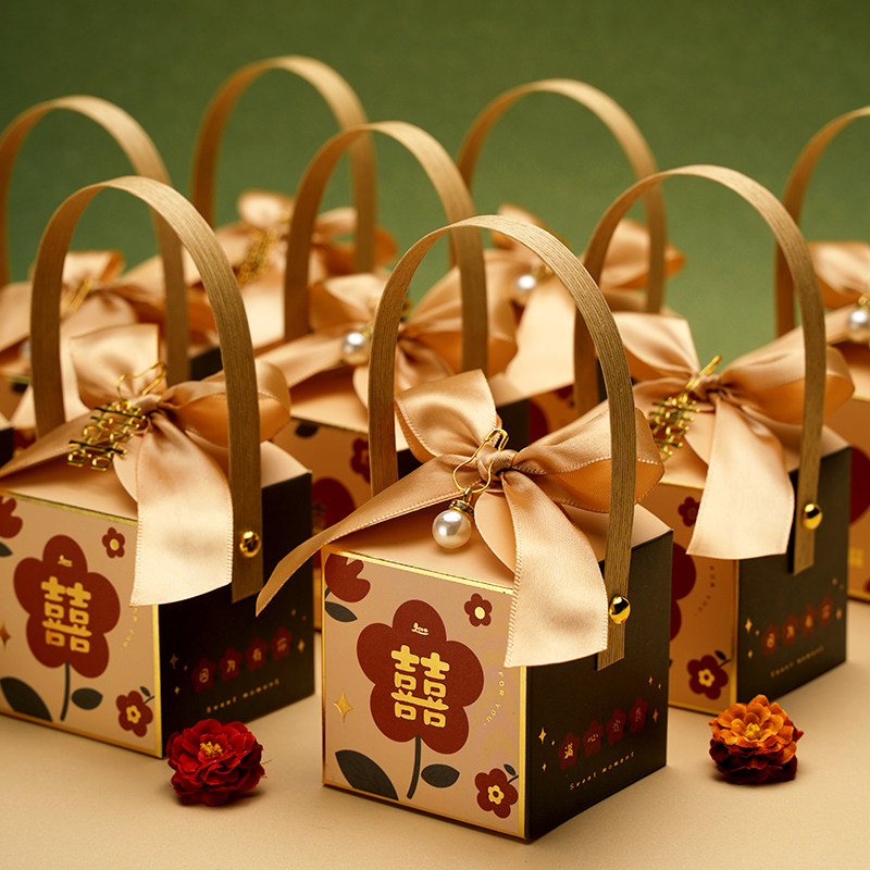 2022新款结婚中式手提喜糖盒子糖果盒喜糖袋伴手礼大号包装盒回礼