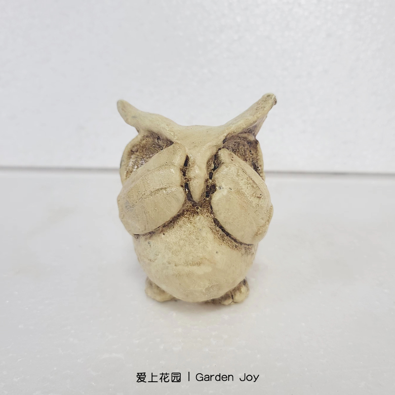 爱上花园丨园艺杂货 庭院装饰 氧化镁树脂不听不说不看飞耳猫头鹰