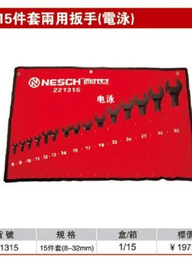 耐世两用扳手套装 电泳款 15件套 8-32 两用扳手(电泳)221315