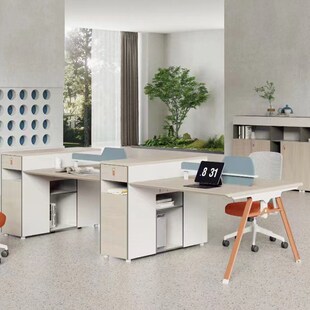 职员办公桌员工卡位简约现代4x人时尚屏风财务2人主管经理办公桌