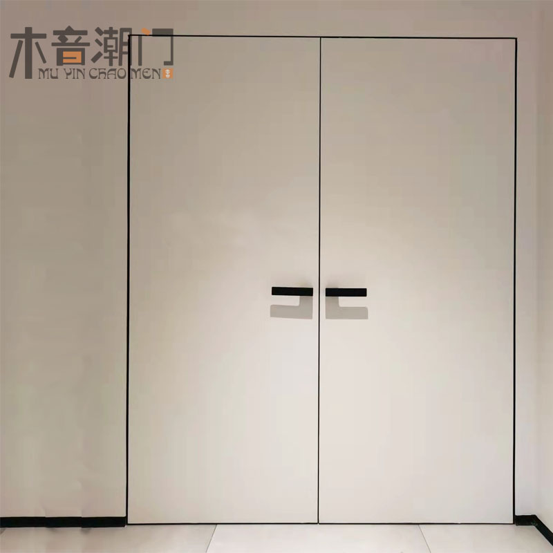 隐框门双开门子母门无框隐形门免漆铝木门对开门平开门暗门卧室门
