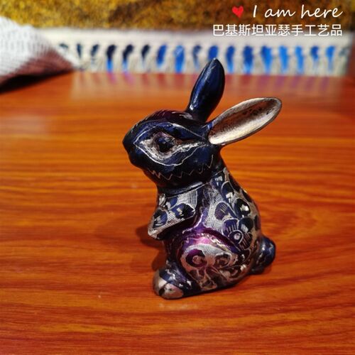 巴基斯坦铜雕工艺品属相兔新家摆台装饰柜书桌面摆件创意生日礼品