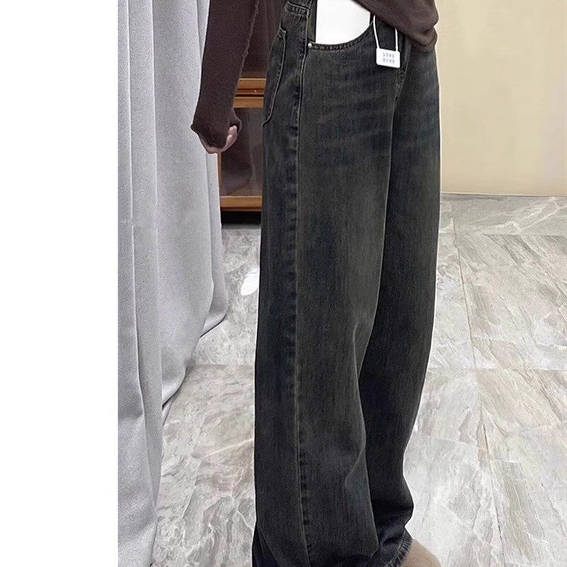 阔腿牛仔裤女秋新款微胖mm女装高腰宽松显瘦遮胯大码梨形身材裤子