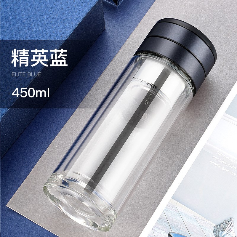 双层玻璃杯男旋转茶水分离杯316B不锈钢保温泡茶杯礼品套装水杯子