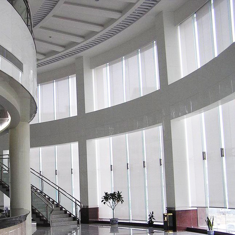 加厚阳光面料卷帘透光透景窗帘阻燃防水升降拉帘办公W室定制拉珠