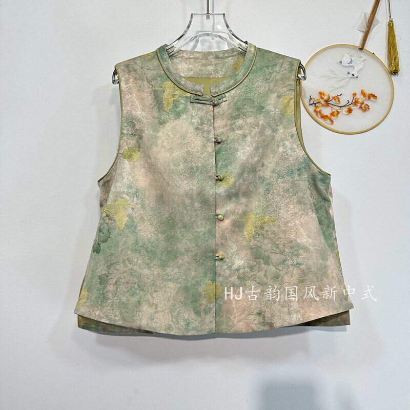 新中式唐装晕染提花高端马甲背心女士春夏薄款外穿高级感马夹坎肩