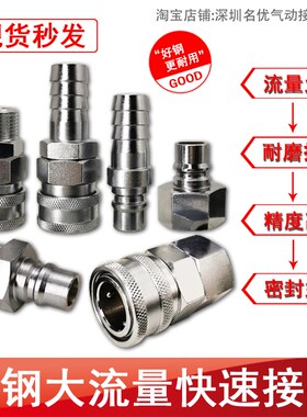 碳钢大流量接头 气管气动快速接头高压气管大风炮接头400PM