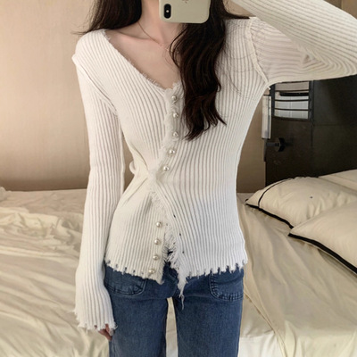 秋冬v领修身显瘦长袖打底