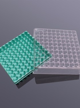 Biosharp白鲨-T142-3-100孔 2ml塑料冻存盒PC淡绿色(PC盖,透明)