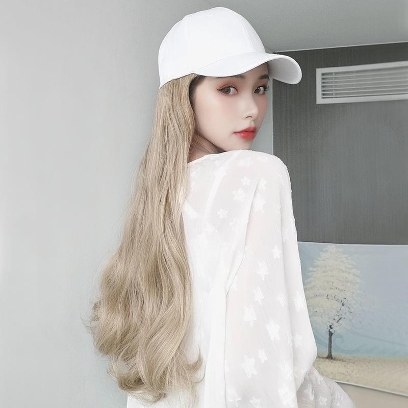假发帽子女夏季一体女春夏潮流带头发的鸭舌帽长卷发棒球带发头套