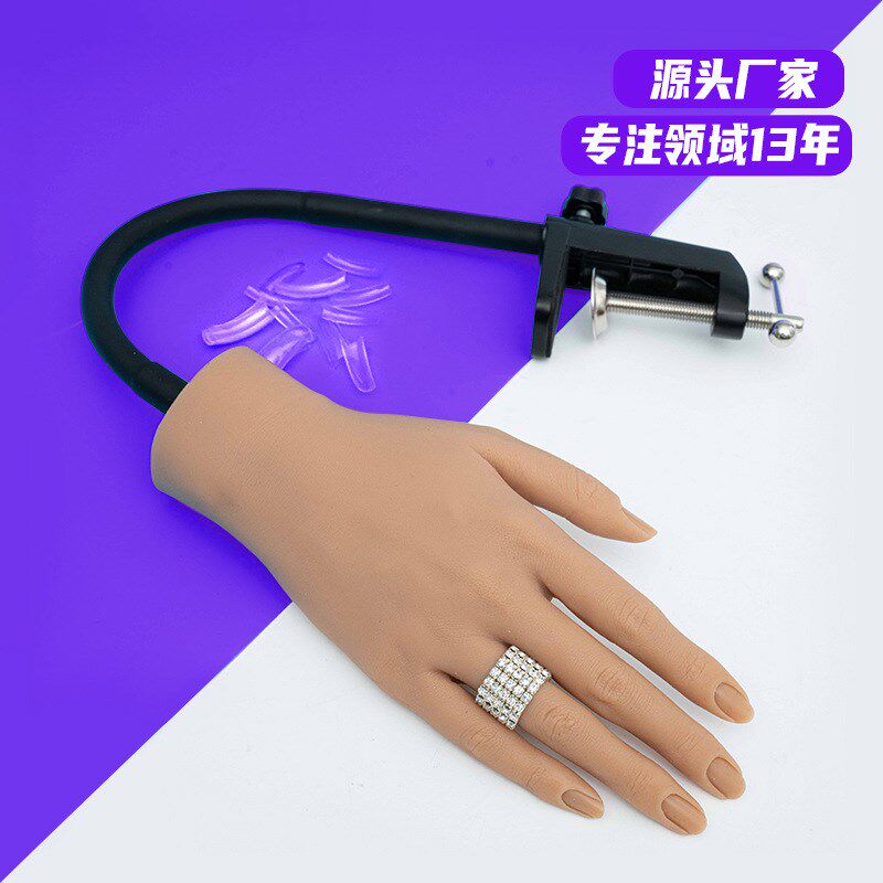 美甲硅胶练习手模型带关节可弯曲甲片配套练习硅胶假手模型
