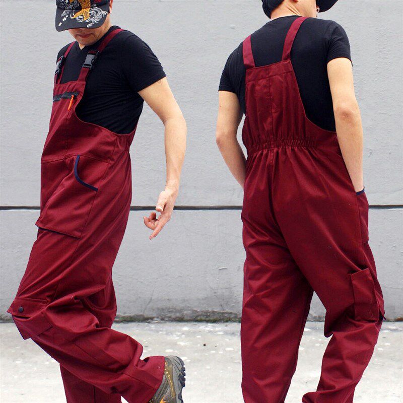 宽松大码连体服背带裤表演服汽修服维修安装工装耐磨X劳保工作服