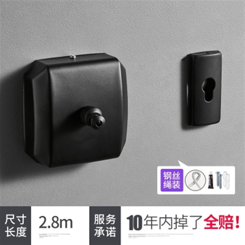 阳台黑色不锈钢丝浴室晾衣绳隐形伸缩式L收缩晒晾衣架衣杆免打孔