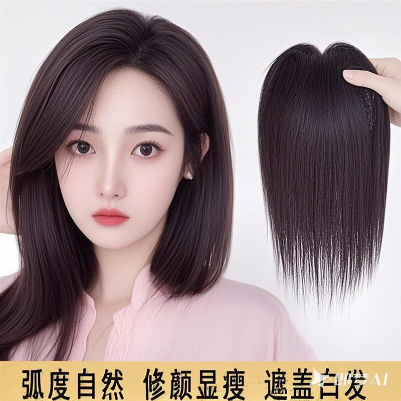 假发女真发中老年妈妈自然长直发中长发中年白发女士斜刘海假发片