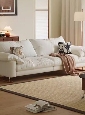 猫抓布沙发白色2j025新款客厅现代简约中古三人位直排全拆洗布艺