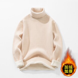 高领毛衣男冬季大码加绒加厚黑色保暖打底衫胖子加肥W加大300斤