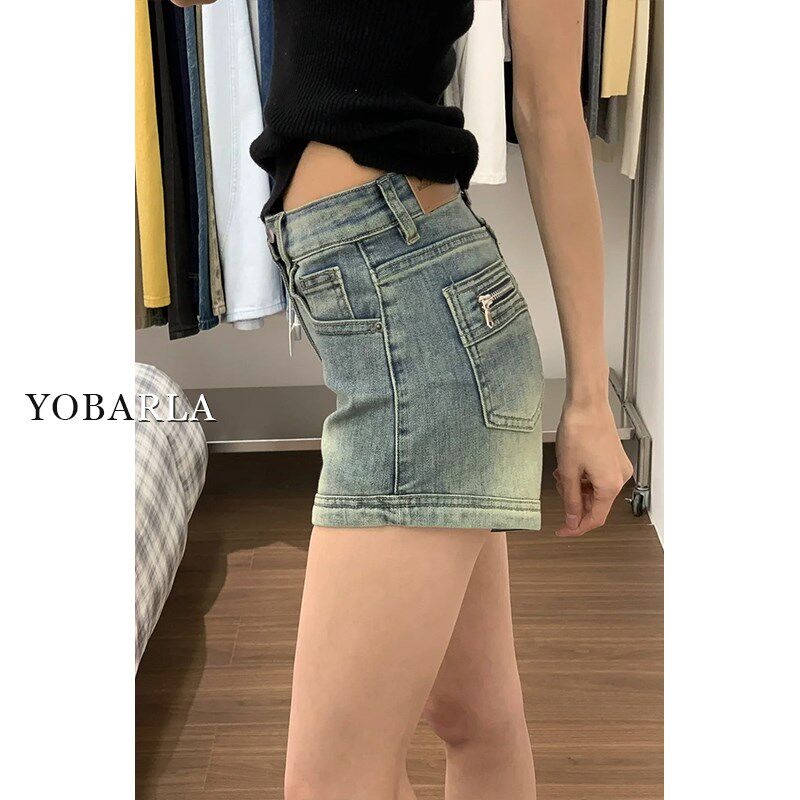 复古高腰牛仔短裤女夏季新款梨型身材大码胖mm显瘦弹力a字热裤子