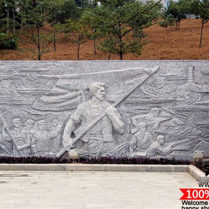 石雕浮雕壁画刻字人物雕刻大型抗战主题浮雕墙大理石广场文化装饰