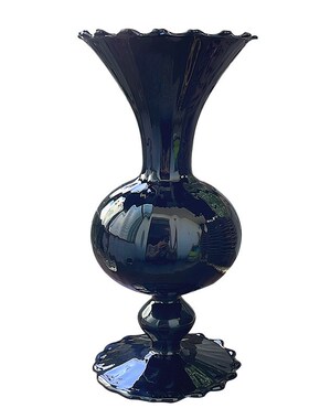 欧式简约b中古黑硝子玻璃花瓶花器家居客厅玄关卧室餐桌装饰品摆