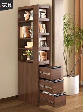 极窄夹缝书柜收纳柜一体角柜客厅沙D发侧边柜落地转角书架7F106
