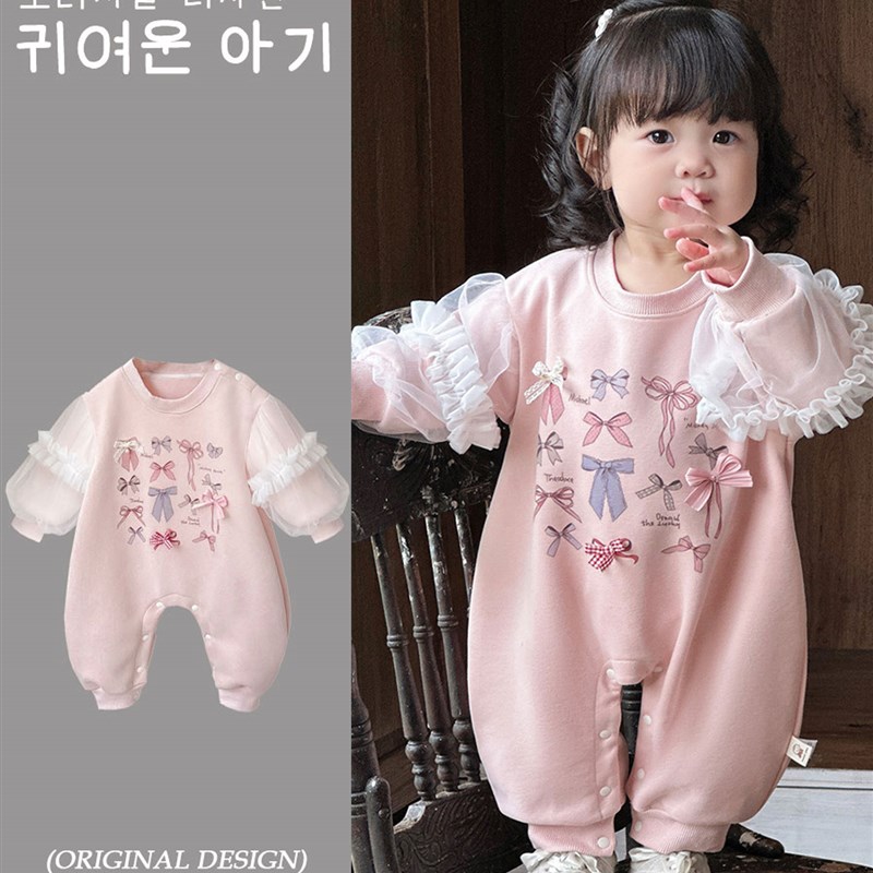 采购产品秋季婴儿服装,可爱的公主外出连衣裤,韩国0-1岁女婴连衣