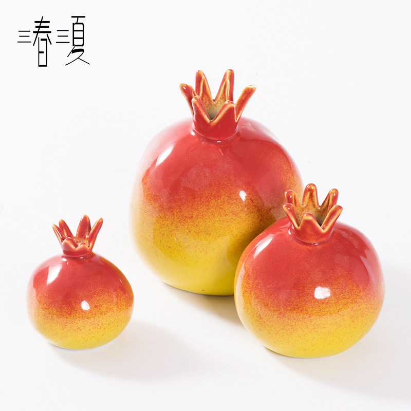 新中式红色陶瓷石榴摆件客厅茶几禅意茶室酒柜书架玄关家居装饰品,农用物资,苗木固定器/支撑器,淘宝优惠券,粉丝福利购,淘宝优惠卷
