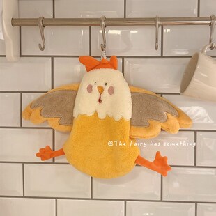 可爱小鸡擦手巾挂式吸水速干厨房搽手帕抹手布卡通加厚插手小毛巾