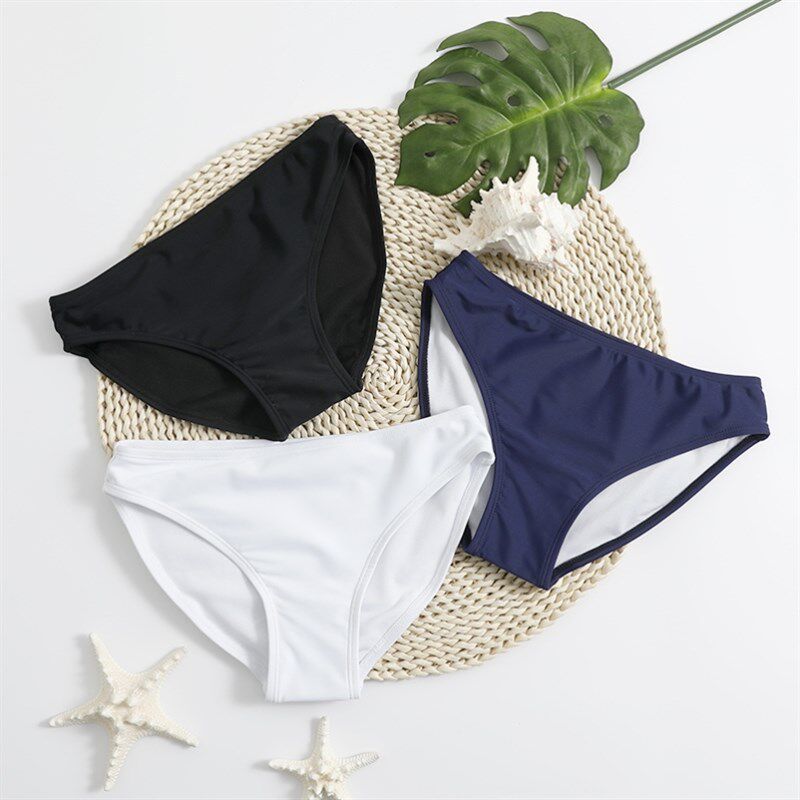 三角裤泳裤女夏防走光底裤黑色白色比基尼打底游泳衣专业内裤单件