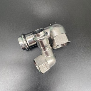 304不锈钢内牙短弯头内螺纹转换接头DN15-DN25双卡压水管直弯管件